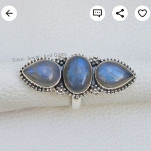 Labradorite crystal 3 tier silver ring